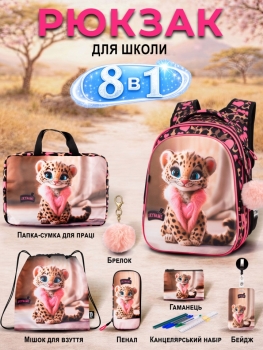 Шкільний набір 8 в 1 Winner / SkyName R1-081 N з леопардом